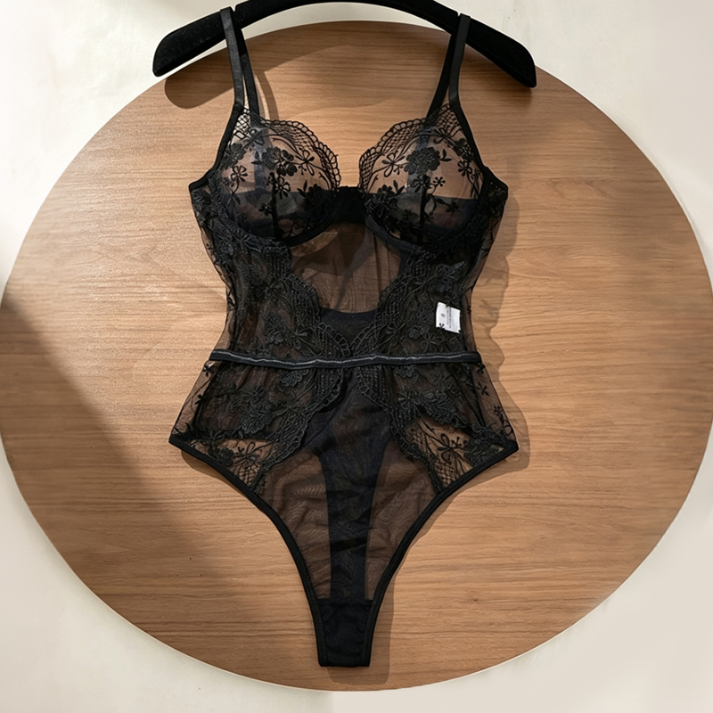 Lace Teddy Lingerie - Body en dentelle florale pour femmes,